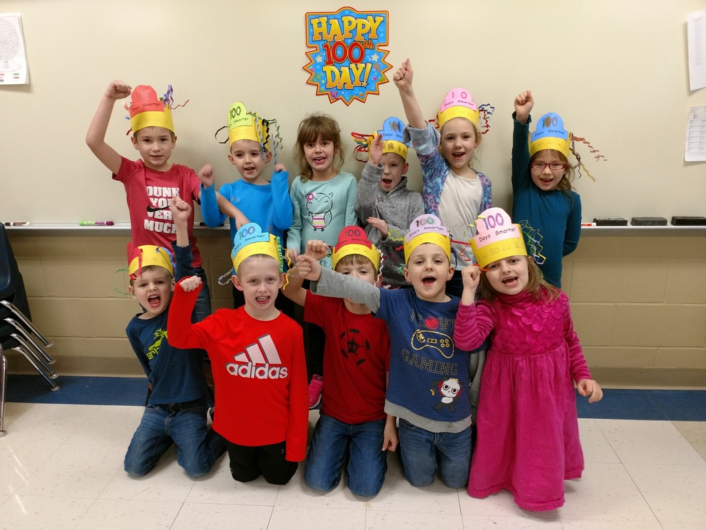 Kindergarten had fun building with 100 items and making a 100 piece snack on the 100th day of school on January 31st